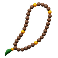 Muslim Prayer Beads 3D Rendering Icon Isolated Transparent Background