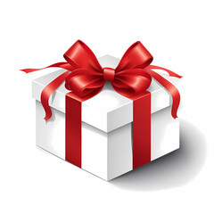 Obraz premium a Gift box with red ribbon, vector, simple shape, on a white background