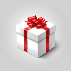 a Gift box with red ribbon, vector, simple shape, on a white background