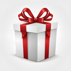 a Gift box with red ribbon, vector, simple shape, on a white background