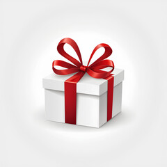 Fototapeta premium a Gift box with red ribbon, vector, simple shape, on a white background