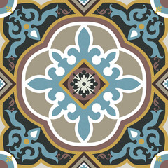 Seamless Portuguese and Spain modern style abstract colorful ancient traditional design.