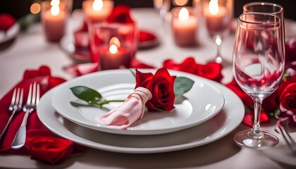 Obraz na płótnie Canvas Romantic table setting with candles