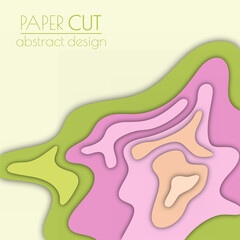 3d layout of the cover, banner, leaflet in the style of cut paper. Abstract smooth shapes create the effect of multi-layered elevation. Abstract background for creative design and creative idea