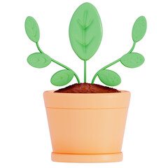 Earth day Plant, young seedlings on a transparent background , 3D Rendering