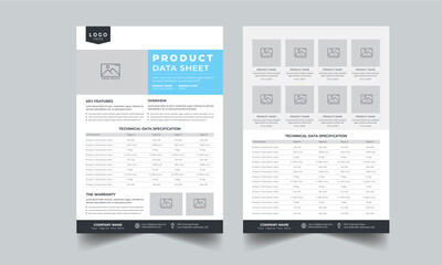 Product Data Sheet, Technical Data Sheet layout template design - obrazy, fototapety, plakaty