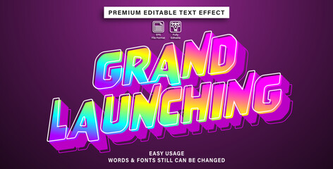 editable text effect grand launching