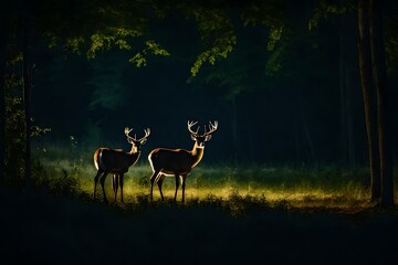 Naklejka na ściany i meble deer in the woods at night