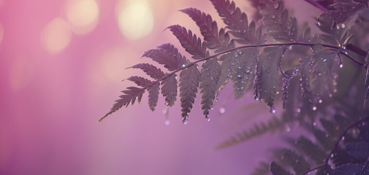 Calming background of fern in rhythm nature blue violet purple vibes.