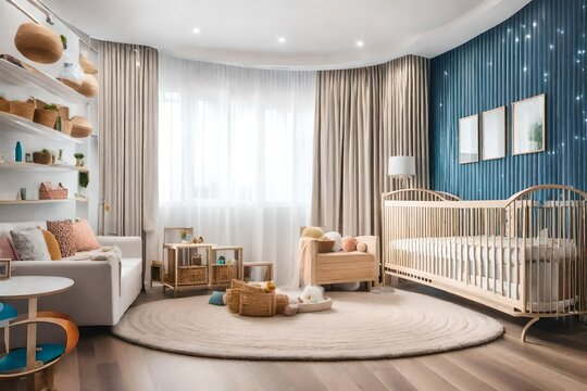 modern baby living room with toys