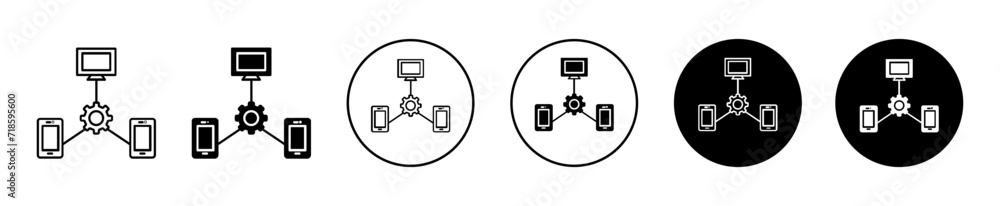 Poster cross platform vector icon set collection. cross platform outline flat icon.