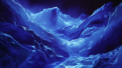 Serene 3D Terrain in Dark Blue Hues.