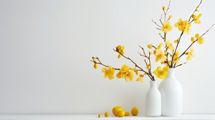 yellow flowers set against a pure white surface.