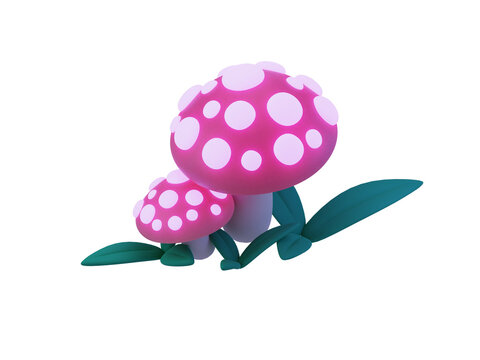 3d render mushroom with magic vibe