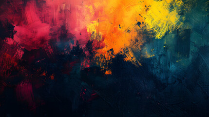 Abstract Painting With Bright Colors on a Black Background