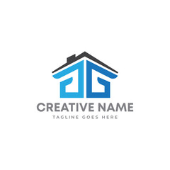 initial letter JG combination mark Real estate or roofing company property creative logo. editable vector eps file ready to use.