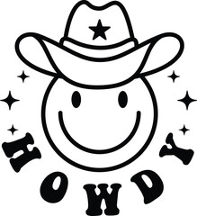 Howdy Svg, Western design, Cowboy hat, Funny cowboy.