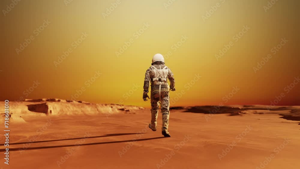 Canvas Prints astronaut walking on the surface of planet mars