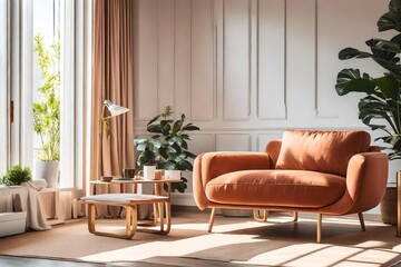 orange sofa chair in living room