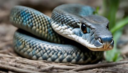 Fototapeta premium close up of a blue python background