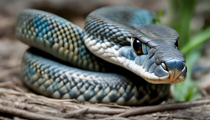 close up of a blue python background