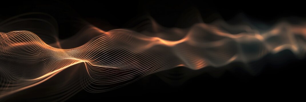 Abstract colorful sound waves on black background for banner, backdrop or design element.