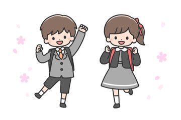 入学式の男の子と女の子