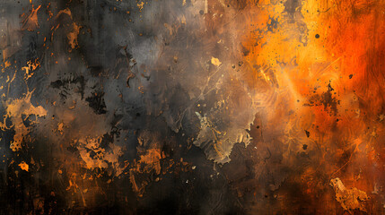 Abstract Painting With Orange and Black Colors