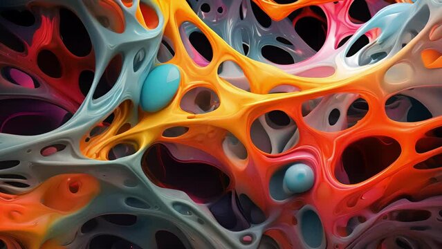 A vibrant artistic interpretation of the intricacies involved in bone formation, presented in an abstract manner.