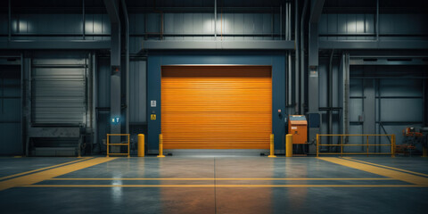 Industrial storage building entrance door architecture warehouse concrete garage wall