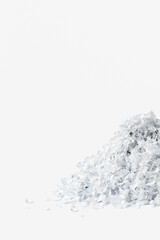 Shredded paper on white background close up