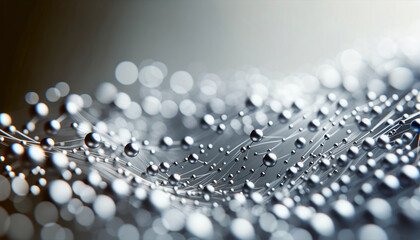 Abstract background or banner with strings of silver spheres