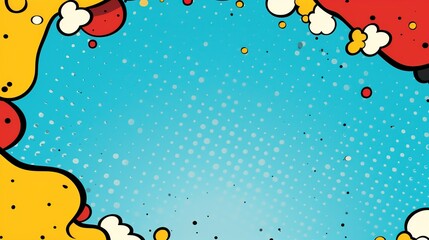 Comic Cartoon Background with Copy Space, Retro Style, with Dot Halftone
