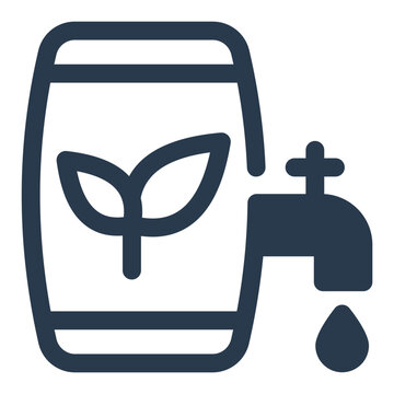 Rainwater Harvest Barrel Vector Icon Illustration