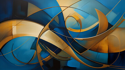 abstract blue and golden background with waves