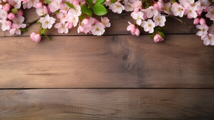 Obraz na płótnie Canvas Spring apple blossoms flowering branch on wooden background