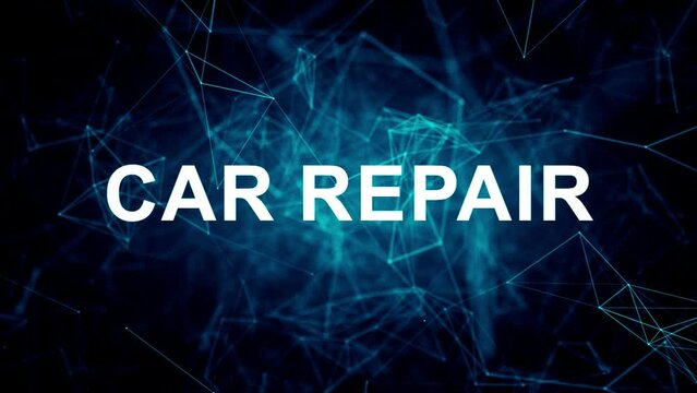 Animated futuristic texts about Auto Body Shop, mechanic and car repair services