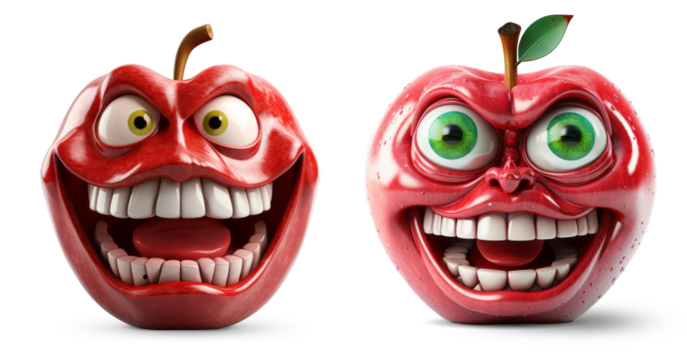 Giant apple with horror smile