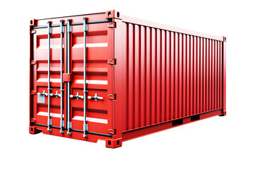 Red container cut out PNG or transparent background. Easy use. Global business company logistic transportation import export by container cargo freight shipping. Realistic clipart template pattern.