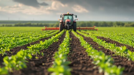 Obraz premium Tractor working in the field