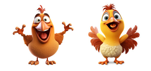 Fototapeta premium 3D happy funny Hen character on white background