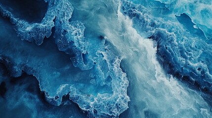 Glacier patterns, drone aerial view, macro lens, early morning, abstract, cross-processed film. - Powered by Adobe