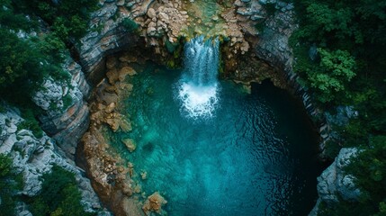 underwater cave , waterfall