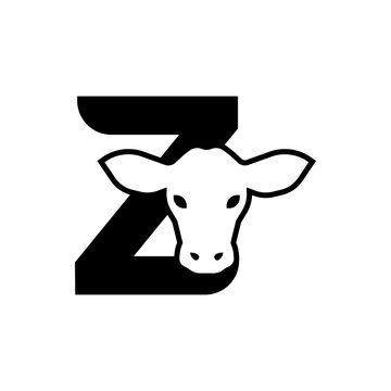 initil letter Z cow logo neagtive space