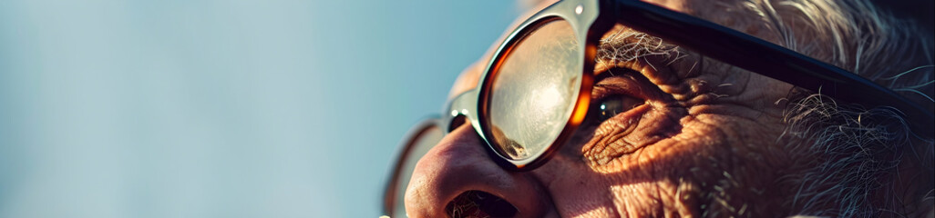 Obraz premium an old man wearing sunglasses with a grey background