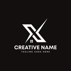 Obraz premium initial letter X combination mark Real estate or roofing company property creative logo. editable vector eps file ready to use.