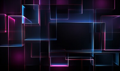 purple color background with neon lines in the shape of an abstract tangle
