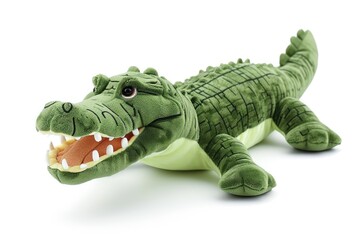 Obraz premium White background with plush toy crocodile