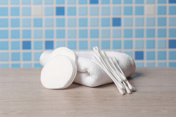 Ear sticks, towel and cotton pads