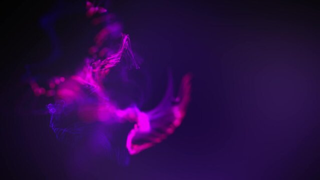 colorful Futuristic digital flying wave particles flows Moving on abstract background animation